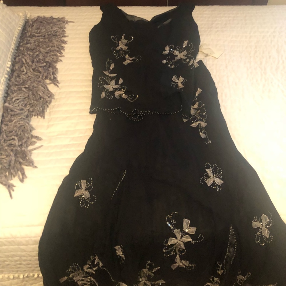 NEW 2 pieces black silk dress Size 12